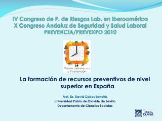 La formación de recursos preventivos de nivel superior en España Prof. Dr. David Cobos Sanchiz