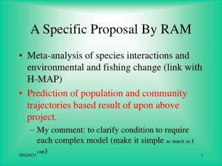 A Specific Proposal By RAM