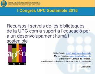 I Congrés UPC Sostenible 2015