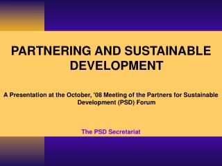 PARTNERING AND SUSTAINABLE DEVELOPMENT