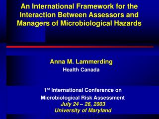 Anna M. Lammerding Health Canada