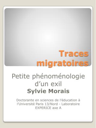 Traces migratoires