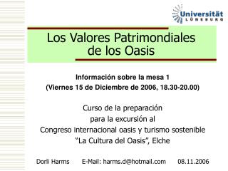 Los Valores Patrimondiales de los Oasis