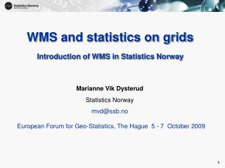 WMS and statistics on grids Introduction of WMS in Statistics Norway