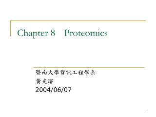 Chapter 8	Proteomics