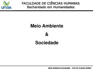 FACULDADE DE CIÊNCIAS HUMANAS Bacharelado em Humanidades