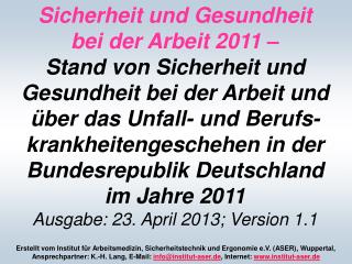 Sicherheit und Gesundheit bei der Arbeit