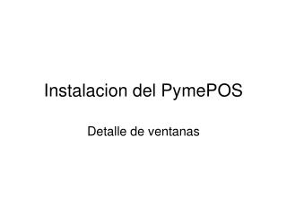 Instalacion del PymePOS