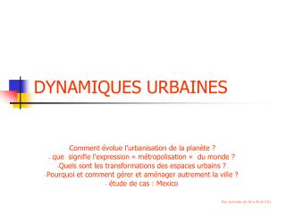 DYNAMIQUES URBAINES