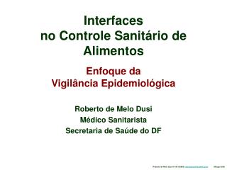 Interfaces no Controle Sanitário de Alimentos