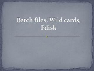 B atch files, Wild cards, Fdisk