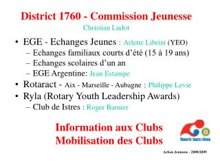 District 1760 - Commission Jeunesse Christian Ludot