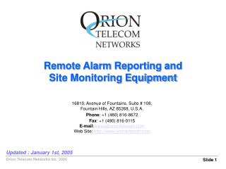 Remote Alarm Reporting and Site Monitoring Equipment