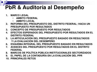 PbR &amp; Auditoría al Desempeño