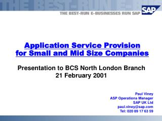 Application Service Provision for Small and Mid Size Companies