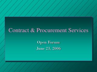 Contract & Procurement Services