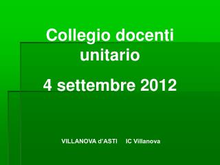 Collegio docenti unitario 4 settembre 2012
