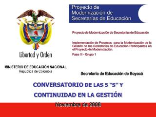 Proyecto de Modernización de Secretarías de Educación