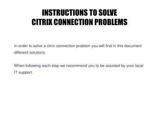 INSTRUCTIONS TO SOLVE CITRIX CONNECTION PROBLEMS