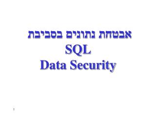 אבטחת נתונים בסביבת SQL Data Security