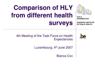 Comparison of HLY from different health surveys