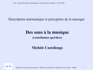 Description automatique et perception de la musique