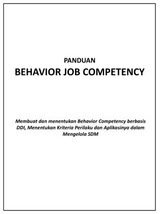 PANDUAN BEHAVIOR JOB COMPETENCY