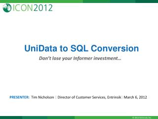 UniData to SQL Conversion