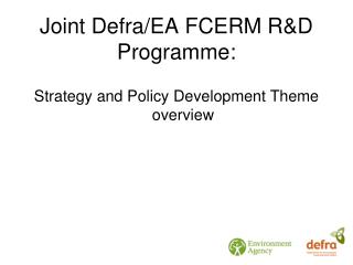 Joint Defra/EA FCERM R&amp;D Programme: