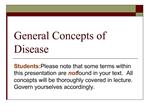 General Concepts of Disease