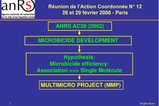 Hypothesis: Microbicide efficiency: Association &gt;&gt;&gt; Single Molécule