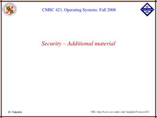 Security – Additional material