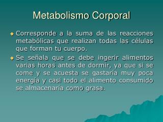 Metabolismo Corporal