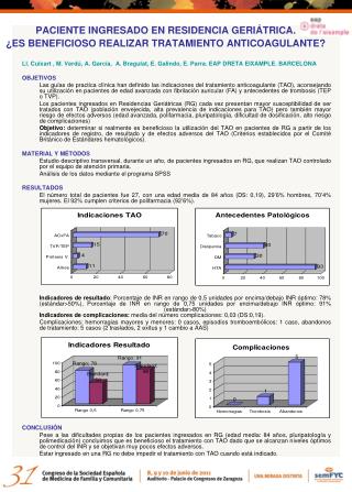 PACIENTE INGRESADO EN RESIDENCIA GERIÁTRICA. ¿ES BENEFICIOSO REALIZAR TRATAMIENTO ANTICOAGULANTE?