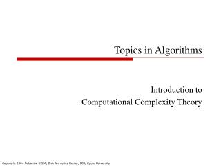 Topics in Algorithms