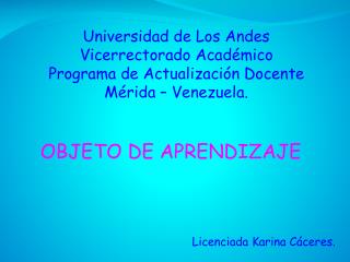 Universidad de Los Andes Vicerrectorado Académico Programa de Actualización Docente