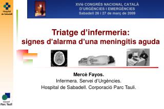 Triatge d’infermeria: signes d’alarma d’una meningitis aguda