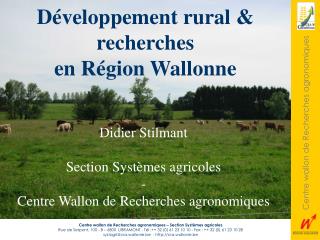 Développement rural &amp; recherches en Région Wallonne
