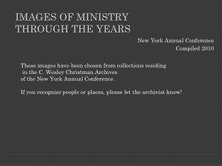 Images of Ministry through the years