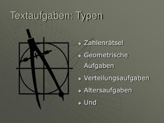 Textaufgaben: Typen