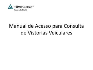 Manual de Acesso para Consulta de Vistorias Veiculares