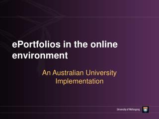 ePortfolios in the online environment