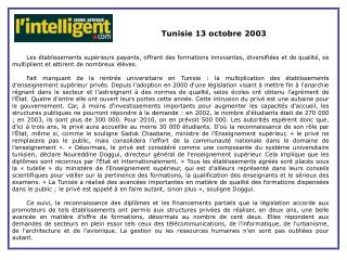 Tunisie 13 octobre 2003