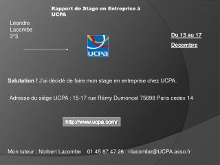 Rapport de Stage en Entreprise à UCPA