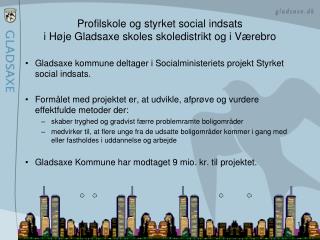 Profilskole og styrket social indsats i Høje Gladsaxe skoles skoledistrikt og i Værebro