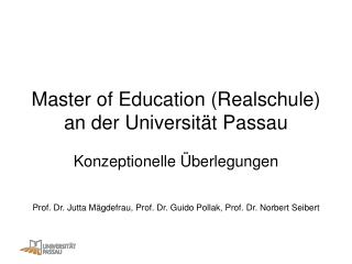 Master of Education (Realschule) an der Universität Passau