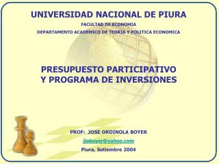 UNIVERSIDAD NACIONAL DE PIURA FACULTAD DE ECONOMIA