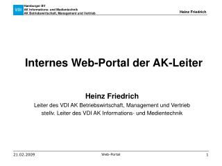 Internes Web-Portal der AK-Leiter Heinz Friedrich