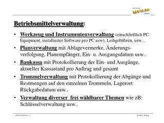 Betriebsmittelverwaltung :