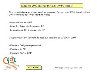 Elections 2009 les sites D.P. de l’ AVSC (maille)